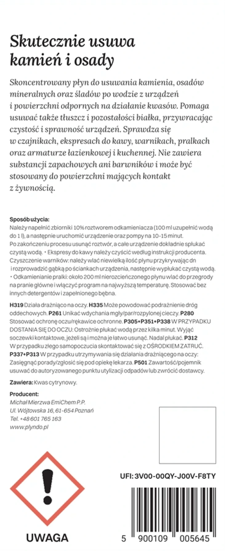 PŁYN DO odkamieniania