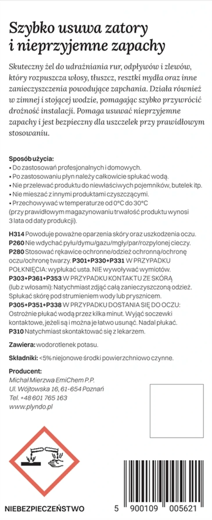 PŁYN DO udrażniania rur
